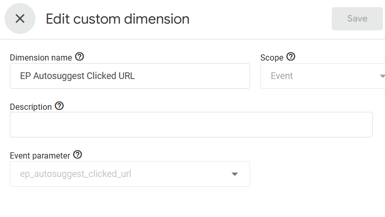 Google Analytics v4 - ElasticPress Autosuggest Custom Dimension Creation Example